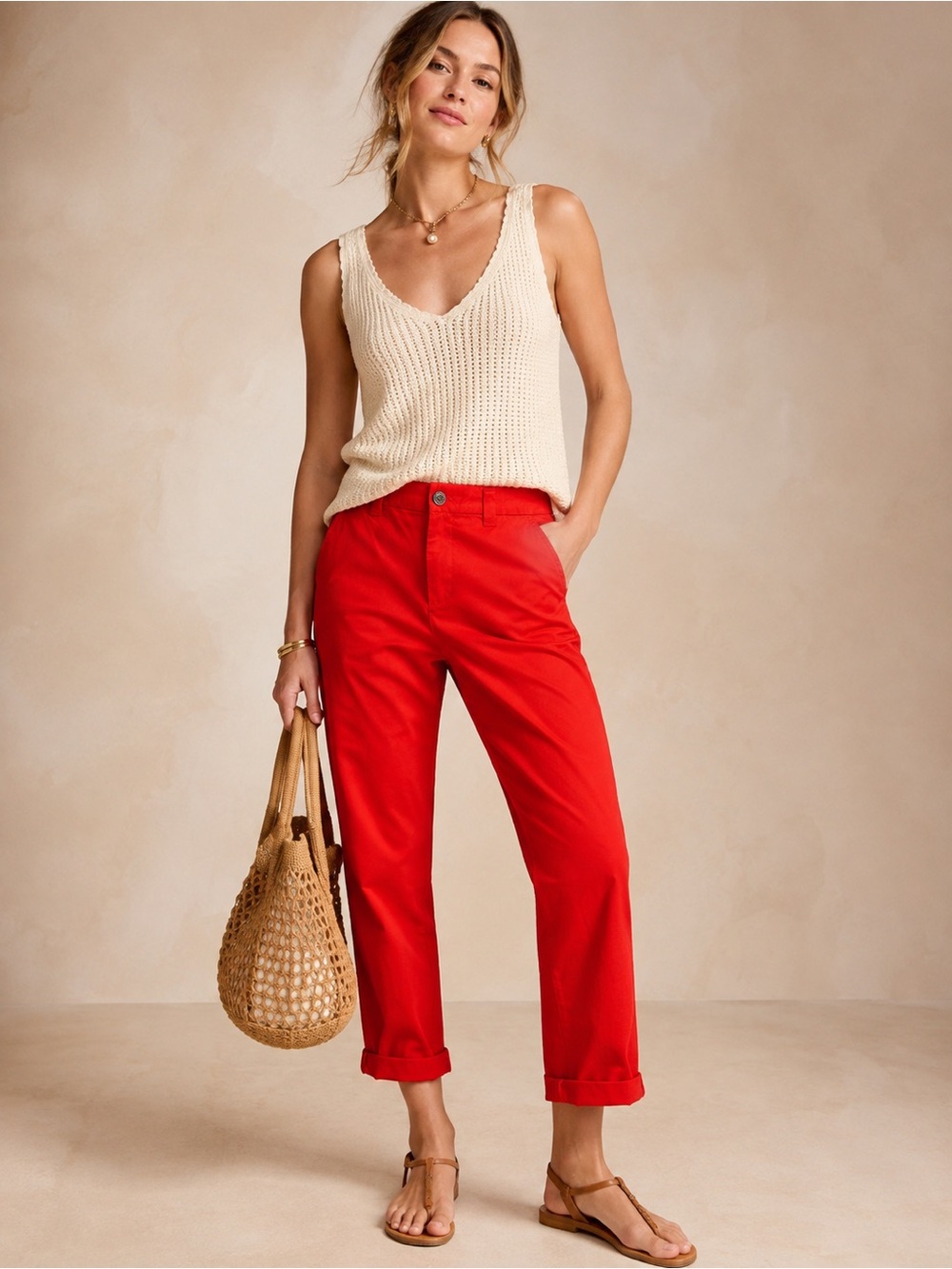 Gap Khakis Women’s Red Broken-In Straight Cropped Chino Pants Size 6 NWT